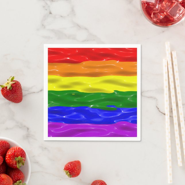 SlipperyJoe's liquid gloss pride flag red orange y Napkin (Insitu)