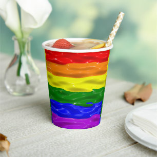SlipperyJoe's liquid gloss pride flag red orange y Paper Cups