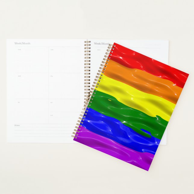 SlipperyJoe's liquid gloss pride flag red orange y Planner (Display)