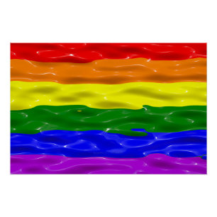 SlipperyJoe's liquid gloss pride flag red orange y Poster