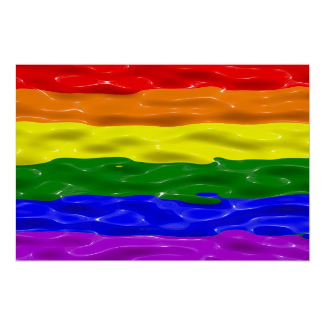 SlipperyJoe's liquid gloss pride flag red orange y Poster (Front)