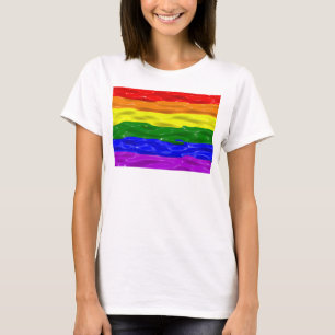 SlipperyJoe's liquid gloss pride flag red orange y T-Shirt