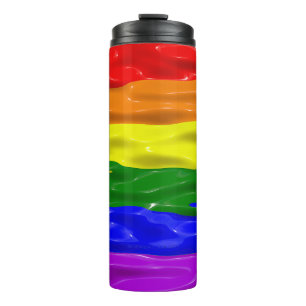 SlipperyJoe's liquid gloss pride flag red orange y Thermal Tumbler