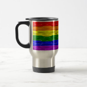 SlipperyJoe's liquid gloss pride flag red orange y Travel Mug