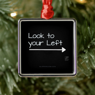 SlipperyJoe's look left funny stark white arrow pl Metal Tree Decoration