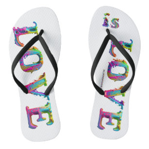 SlipperyJoe's love is love spray paint gay pride c Flip Flops