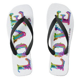 SlipperyJoe's love is love spray paint gay pride c Flip Flops