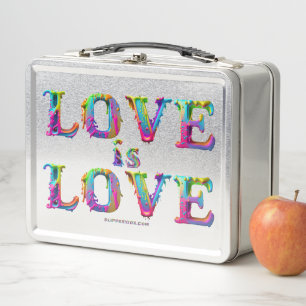 SlipperyJoe's love is love spray paint gay pride c Metal Lunch Box
