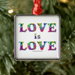 SlipperyJoe's love is love spray paint gay pride c Metal Tree Decoration