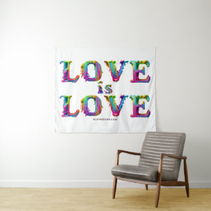 SlipperyJoe's love is love spray paint gay pride c Tapestry
