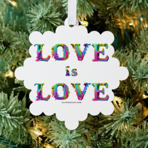 SlipperyJoe's love is love spray paint gay pride c Tree Decoration Card
