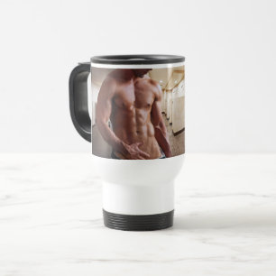 SlipperyJoe's Man sixpack shirtless sexy muscular Travel Mug