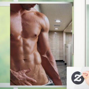 SlipperyJoe's Man sixpack shirtless sexy muscular  Window Cling