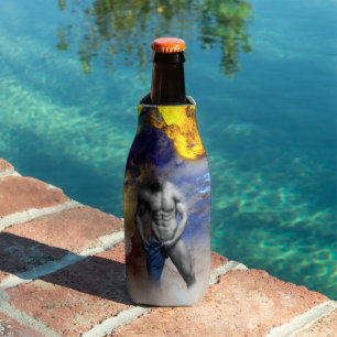 SlipperyJoe's Man steamy shirtless abs sixpack put Bottle Cooler