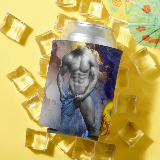 SlipperyJoe's Man steamy shirtless abs sixpack put Can Cooler (In Situ Summer)