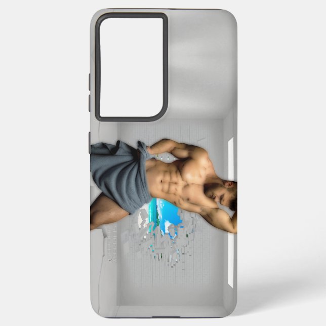SlipperyJoe's Man towel broken white brick wall ba Samsung Galaxy S21 Ultra Case (Back)