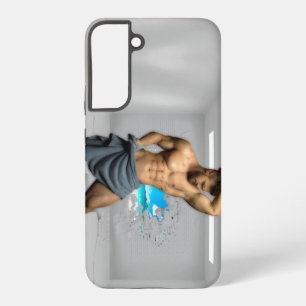 SlipperyJoe's Man towel broken white brick wall ba Samsung Galaxy Case