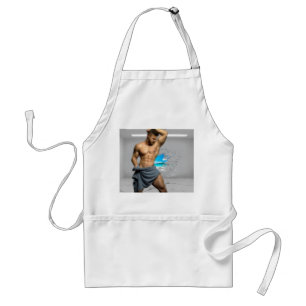 SlipperyJoe's Man towel broken white brick wall ba Standard Apron