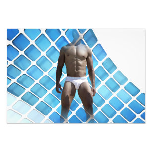 SlipperyJoe's Man underwear 6-pack chest abs male  Photo Print