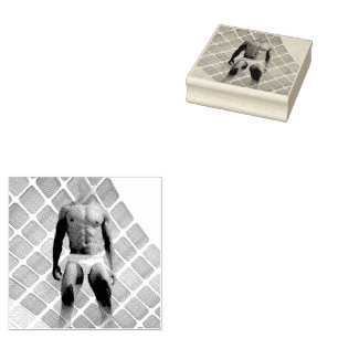 SlipperyJoe's Man underwear 6-pack chest abs male  Rubber Stamp