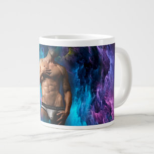 SlipperyJoe's Man underwear bulge purple blue abst Large Coffee Mug