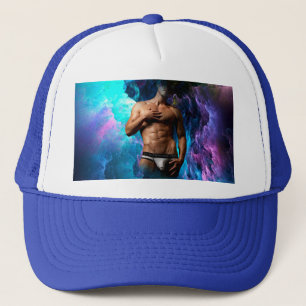 SlipperyJoe's Man underwear bulge purple blue abst Trucker Hat