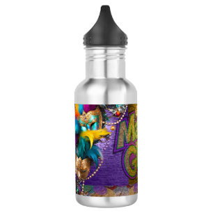 SlipperyJoe's Mardi Gras Bead Necklaces doubloons 532 Ml Water Bottle