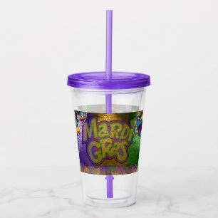 SlipperyJoe's Mardi Gras Bead Necklaces doubloons  Acrylic Tumbler
