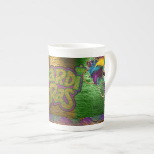 SlipperyJoe's Mardi Gras Bead Necklaces doubloons Bone China Mug