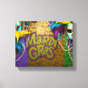 SlipperyJoe's Mardi Gras Bead Necklaces doubloons Canvas Print