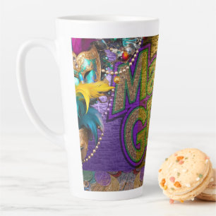 SlipperyJoe's Mardi Gras Bead Necklaces doubloons  Latte Mug