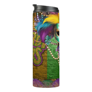 SlipperyJoe's Mardi Gras Bead Necklaces doubloons  Thermal Tumbler