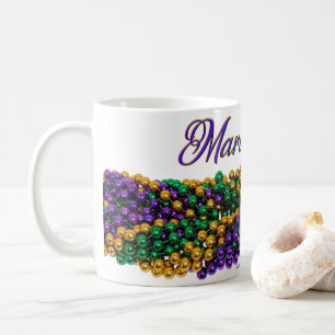 SlipperyJoe's Mardi Gras Bead Necklaces purple gol Coffee Mug