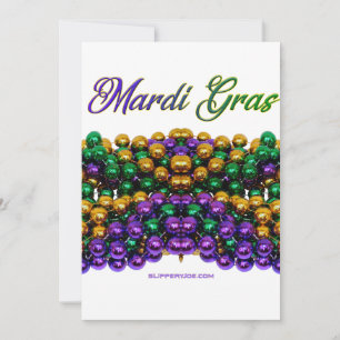 SlipperyJoe's Mardi Gras Bead Necklaces purple gol Holiday Card