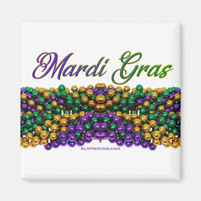 SlipperyJoe's Mardi Gras Bead Necklaces purple gol Magnet (Front)