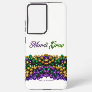 SlipperyJoe's Mardi Gras Bead Necklaces purple gol Samsung Galaxy Case