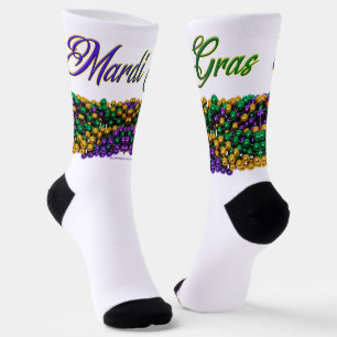 SlipperyJoe's Mardi Gras Bead Necklaces purple gol Socks