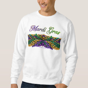 SlipperyJoe's Mardi Gras Bead Necklaces purple gol Sweatshirt