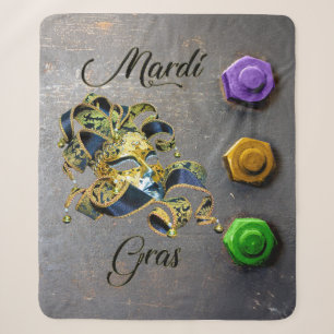 SlipperyJoe's Mardi Gras celebration decorative Ve Sherpa Blanket
