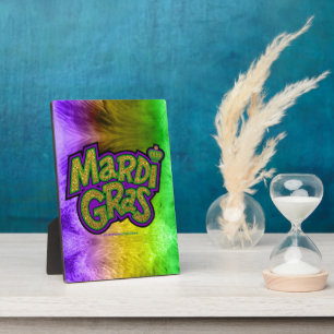 SlipperyJoe's Mardi Gras crown purple gold green w Plaque