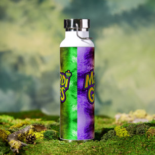 SlipperyJoe's Mardi Gras crown purple gold green w Water Bottle