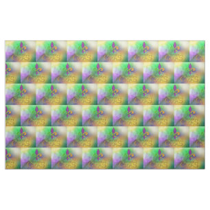 SlipperyJoe's Mardi Gras festival glittery fleur-d Fabric