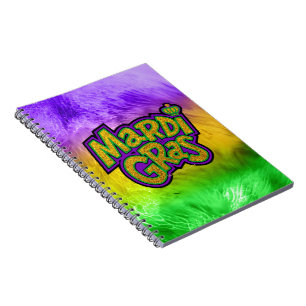 SlipperyJoe's Mardi Gras festival purple green yel Notebook