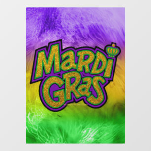 SlipperyJoe's Mardi Gras festival purple green yel Window Cling