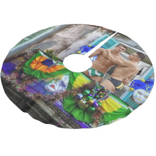 SlipperyJoe's Mardi Gras masks beads decorations s Brushed Polyester Tree Skirt