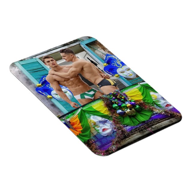 SlipperyJoe's Mardi Gras masks beads decorations s Magnet (Right Side)