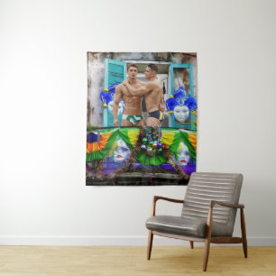 SlipperyJoe's Mardi Gras masks beads decorations s Tapestry