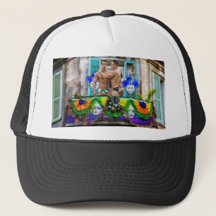 SlipperyJoe's Mardi Gras masks beads decorations s Trucker Hat