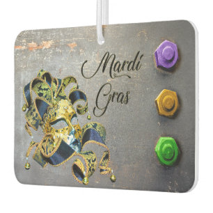 SlipperyJoe's Mardi Gras masquerade mask purple ye Car Air Freshener