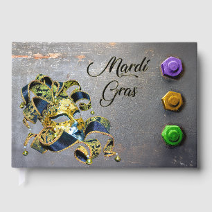 SlipperyJoe's Mardi Gras masquerade mask purple ye Guest Book